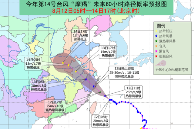 颱風「摩羯」12日晚將登陸浙江 華東地區將強降雨