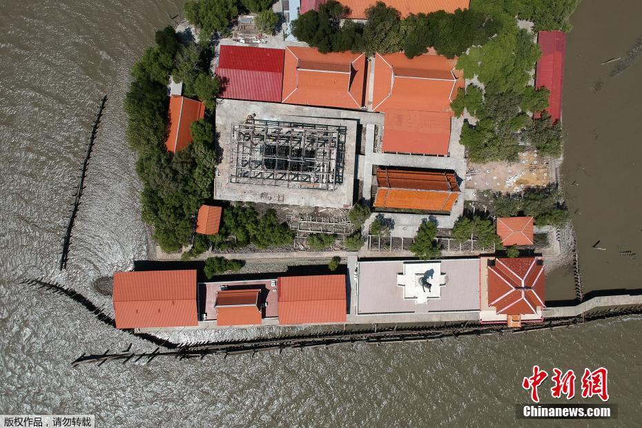 泰國現“漂浮寺廟”：水土流失嚴重 寺廟變孤島   