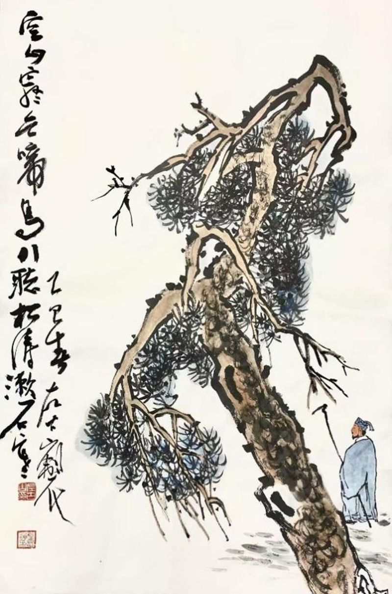 6古山松——竹杖訪友45×70cm 2025年.jpg