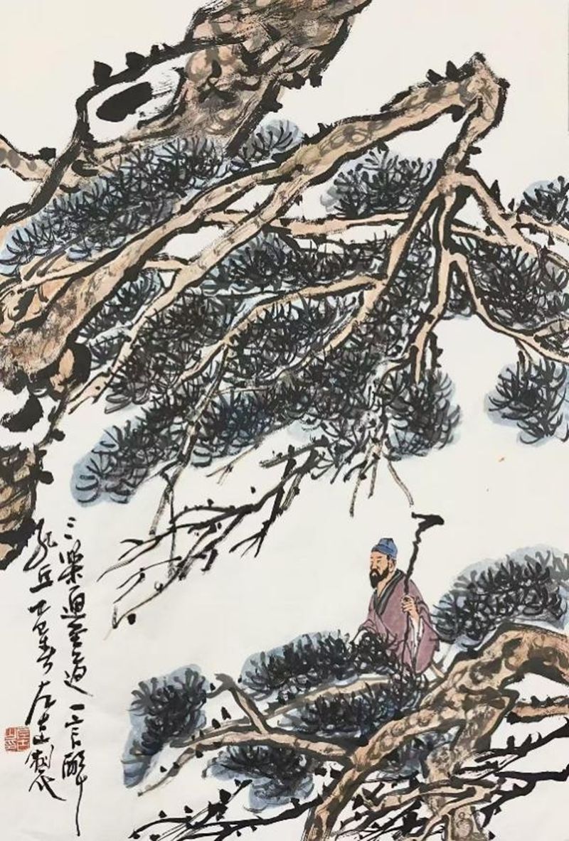 23古山松——倚仗問松45×70cm 2025年.jpg